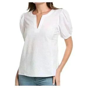 Tommy Bahama Nova Wave Women's White Cotton Seersucker V-Neck Puffy Short Sleeve